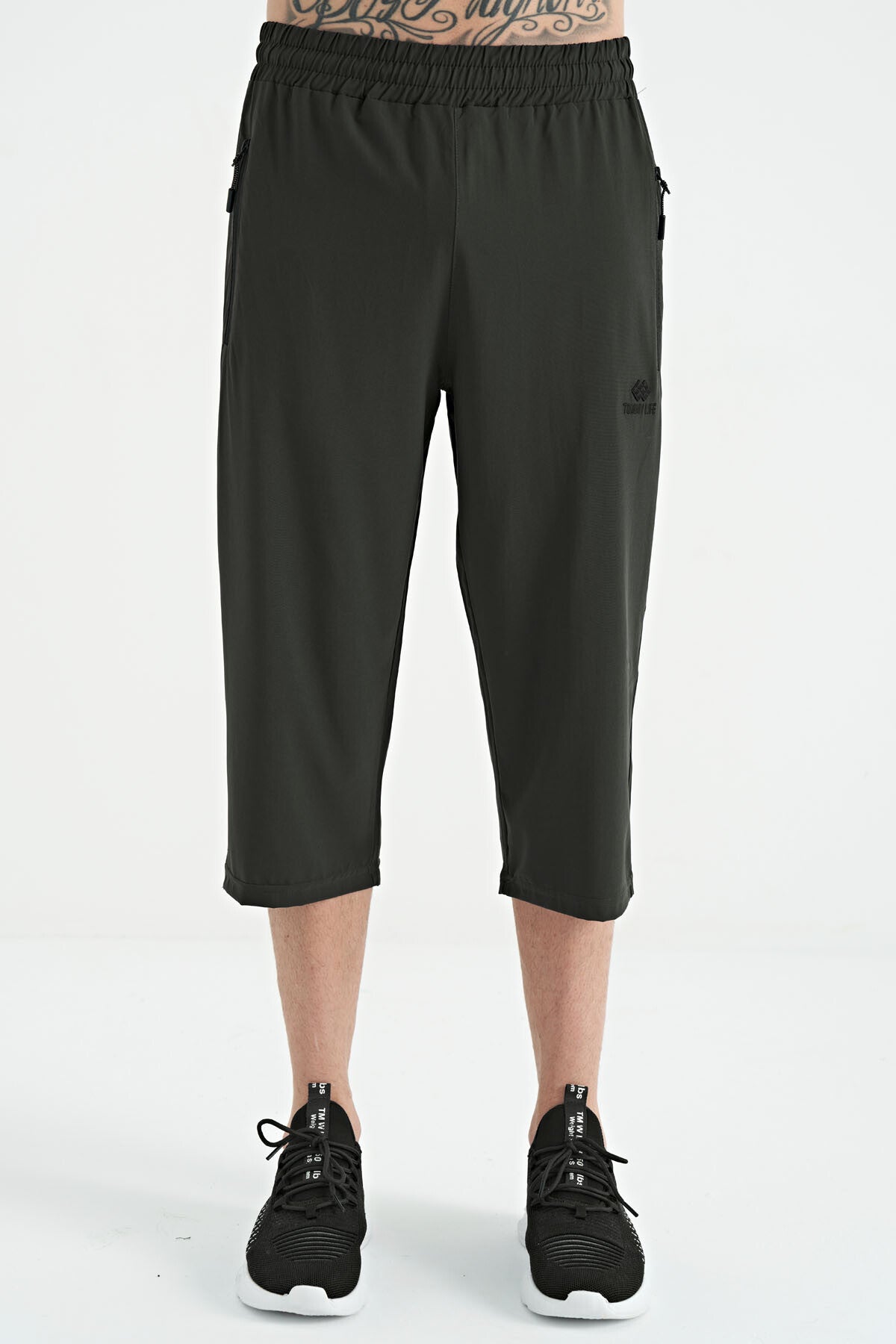 bağcikli standart kalip fermuar cepli aktif spor erkek kapri - 83096 - Justyol