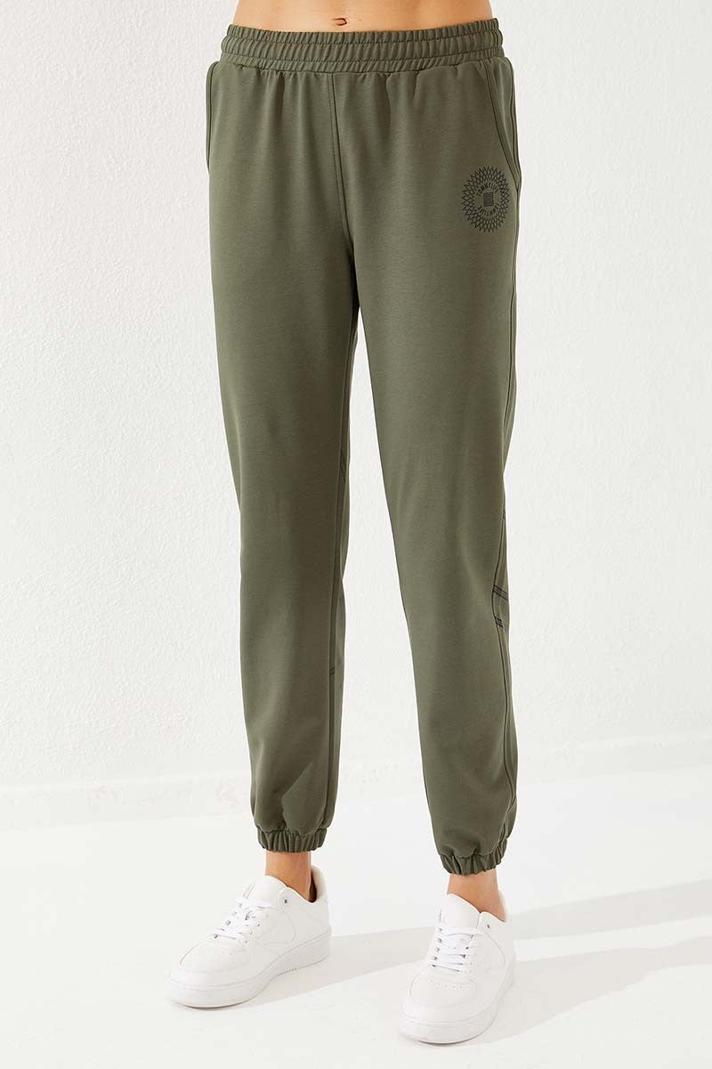 Pantalon de survêtement femme confortable à imprimé rayé avec chevilles élastiques - 94585