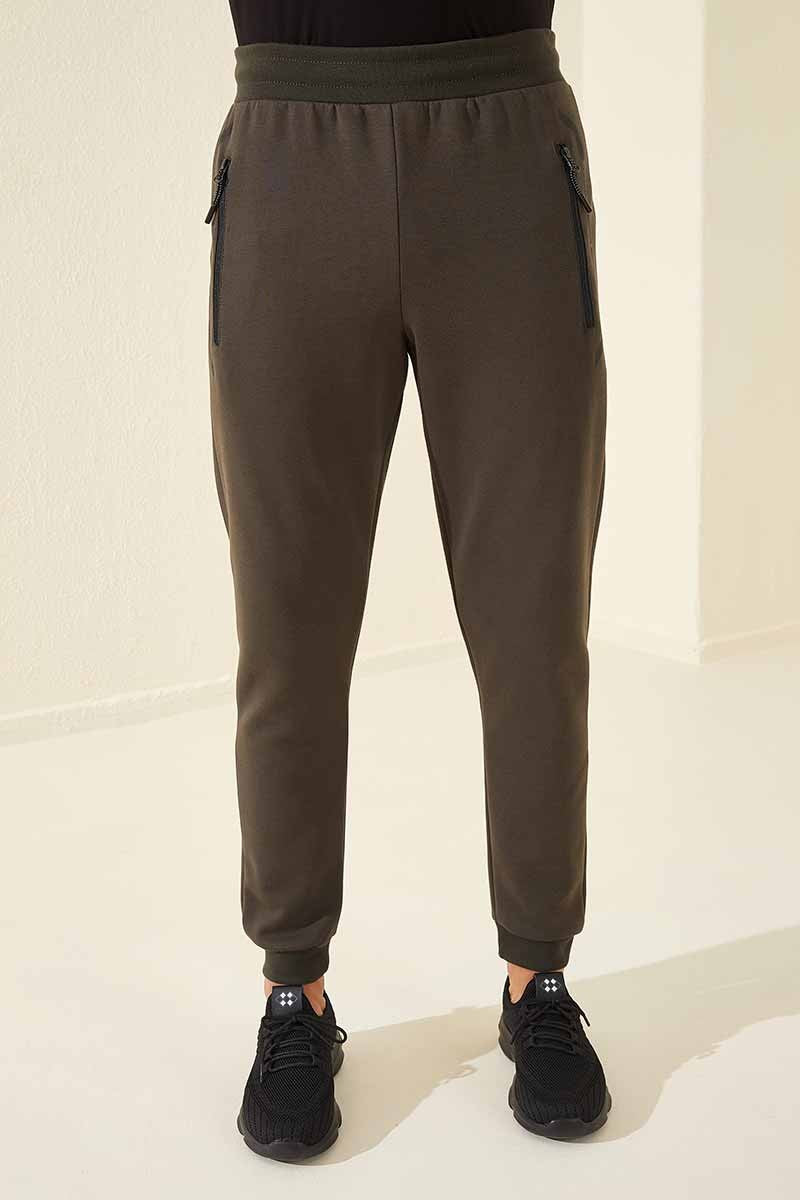 fermuar cepli slim fit jogger erkek eşofman alt - 84742