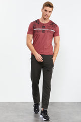 <tc>Pantalon de survêtement homme coupe standard avec poches zippées et détails texte, jambes classiques - 84744</tc>