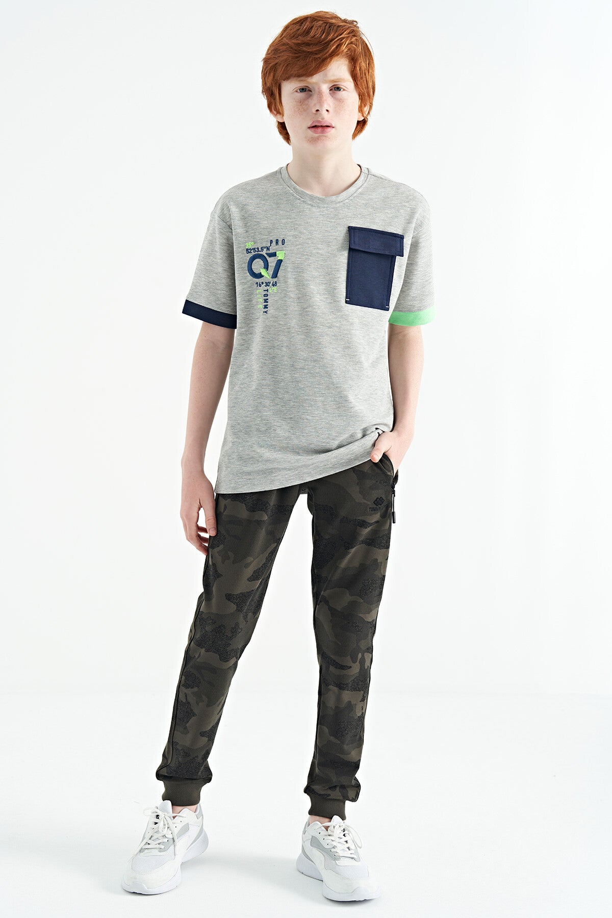 <tc>Pantalon de survêtement pour garçon jogger, coupe standard, avec détails d'imprimé camouflage - 11096</tc>