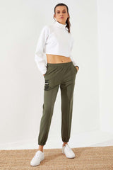 <tc>Pantalon de jogging pour femme à coupe confortable avec broderie texte et chevilles élastiques - 94571</tc>