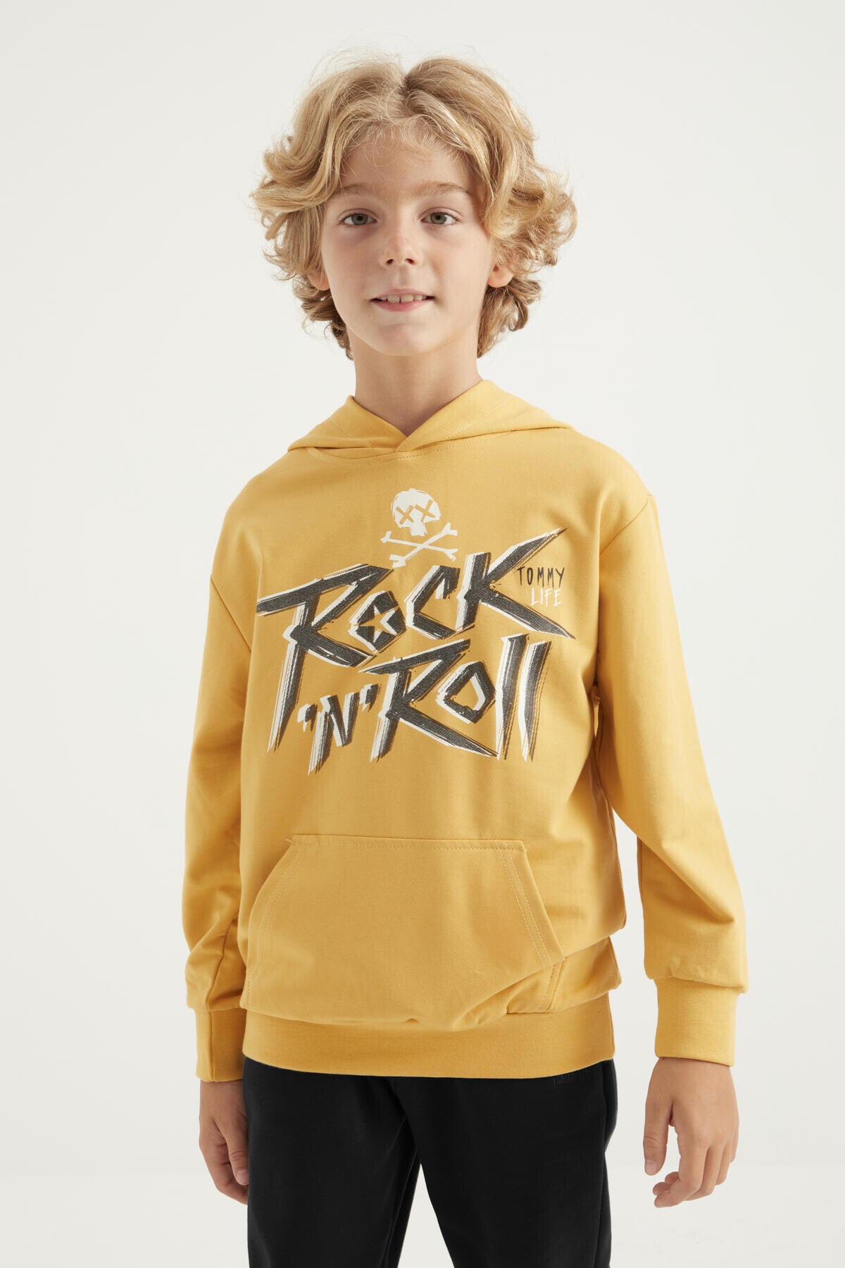 <tc>Sweatshirt pour garçon à capuche avec poche kangourou, coupe standard, imprimé texte - 11002</tc>