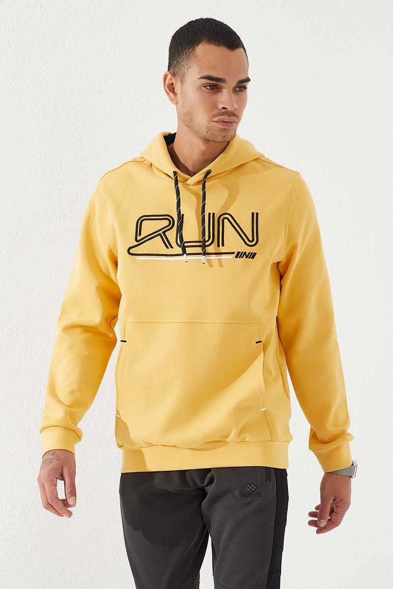 yazi nakişli standart kalip kapüşonlu erkek sweatshirt - 87887