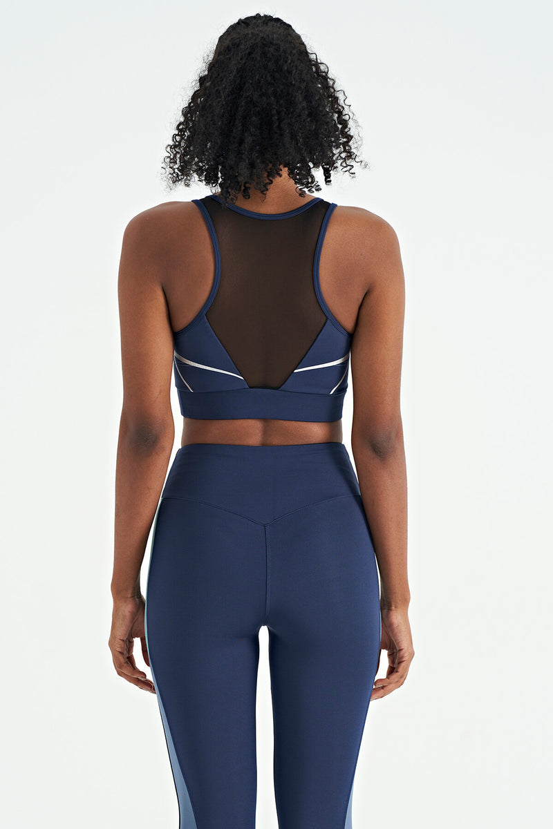 Soutien-gorge de sport femme à imprimé avant et arrière, coupe ajustée, décolleté en U