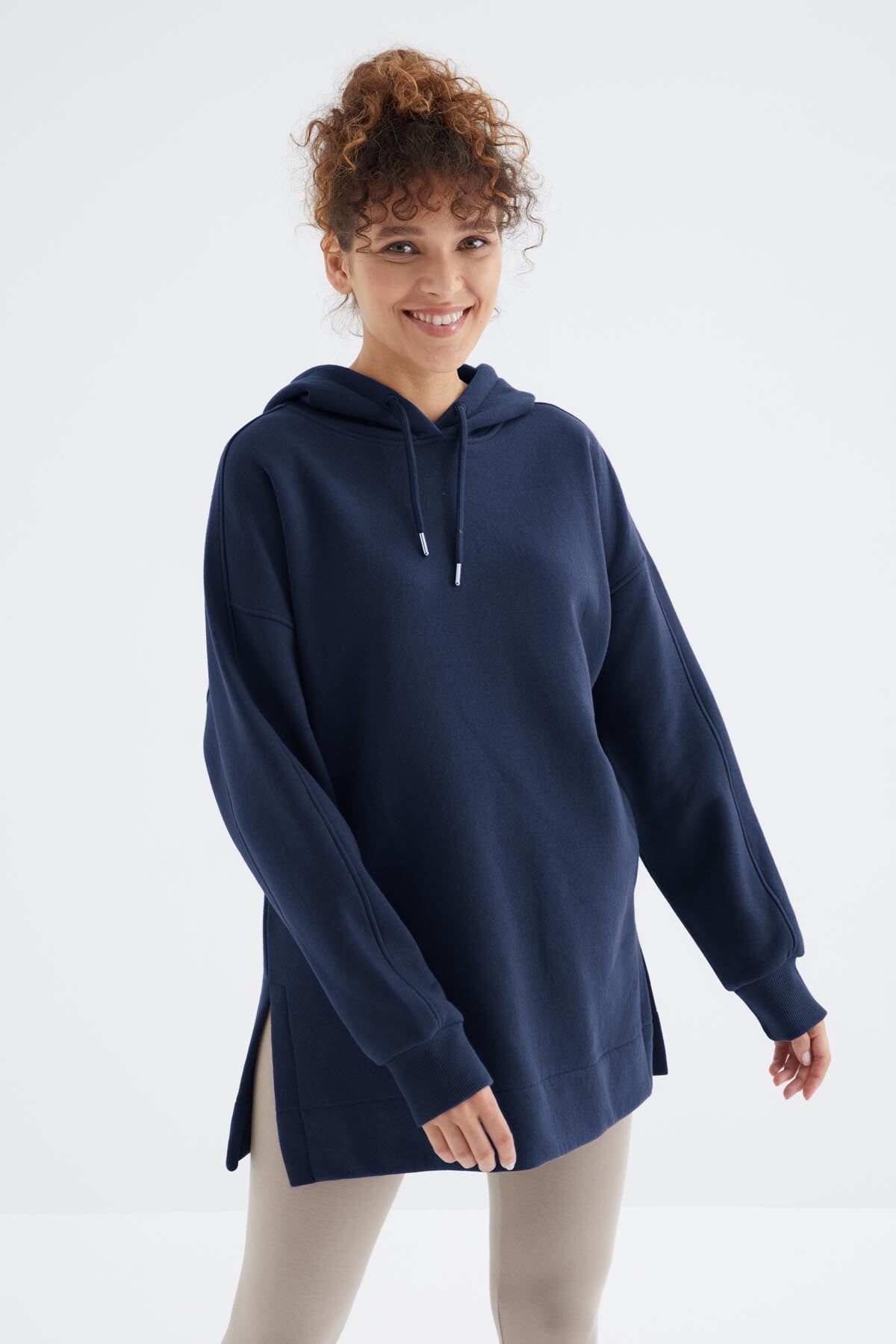 reglan kol basic kapüşonlu oversize tunik - 97242