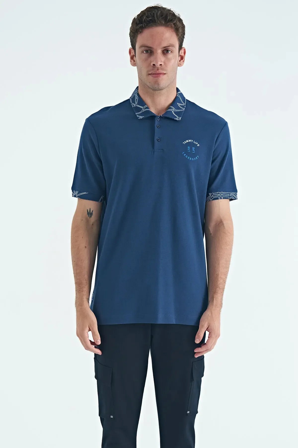 Polo homme col polo avec broderie et imprimé coupe standard - 88239 - Justyol