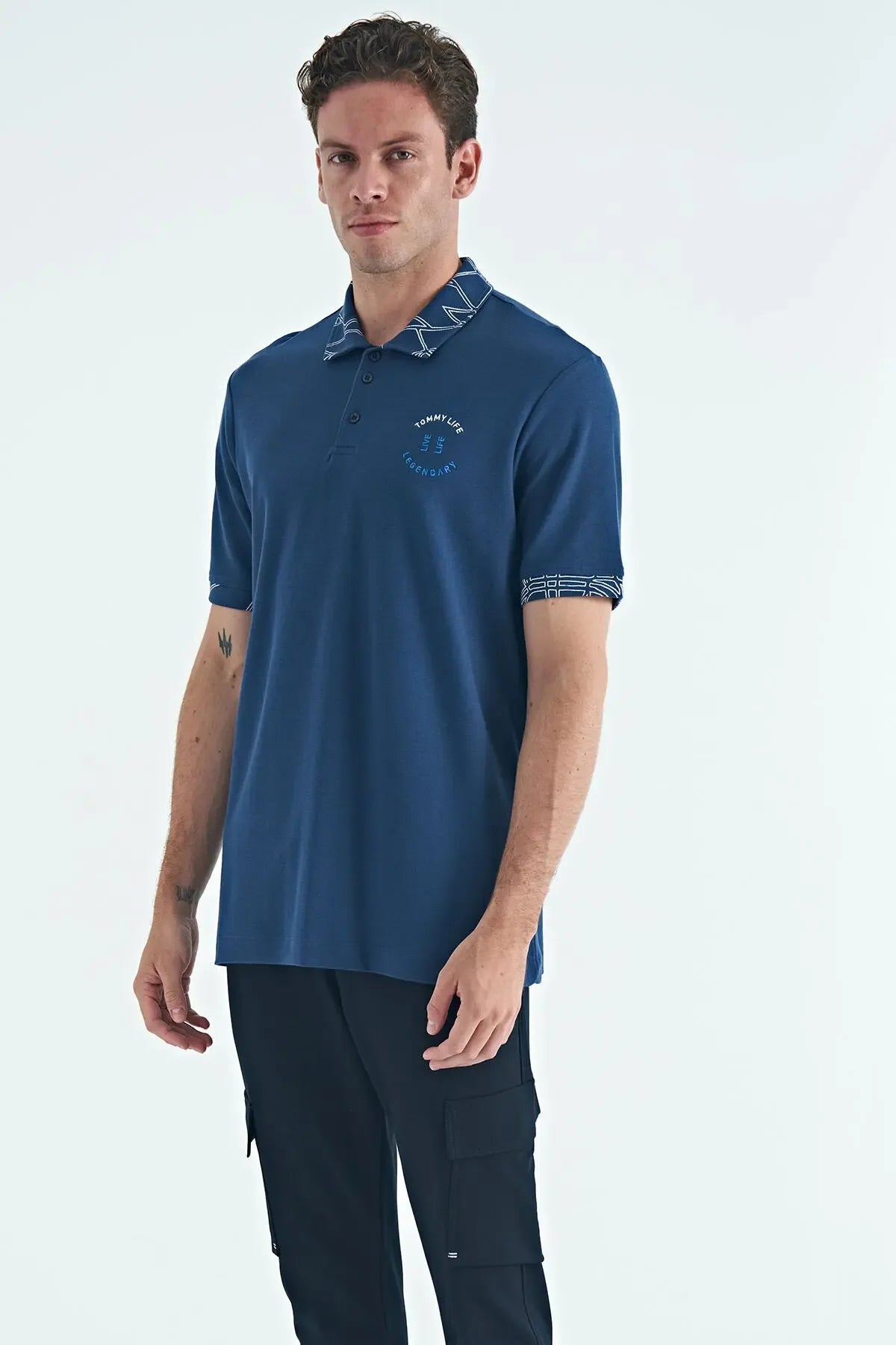 Polo homme col polo avec broderie et imprimé coupe standard - 88239 - Justyol