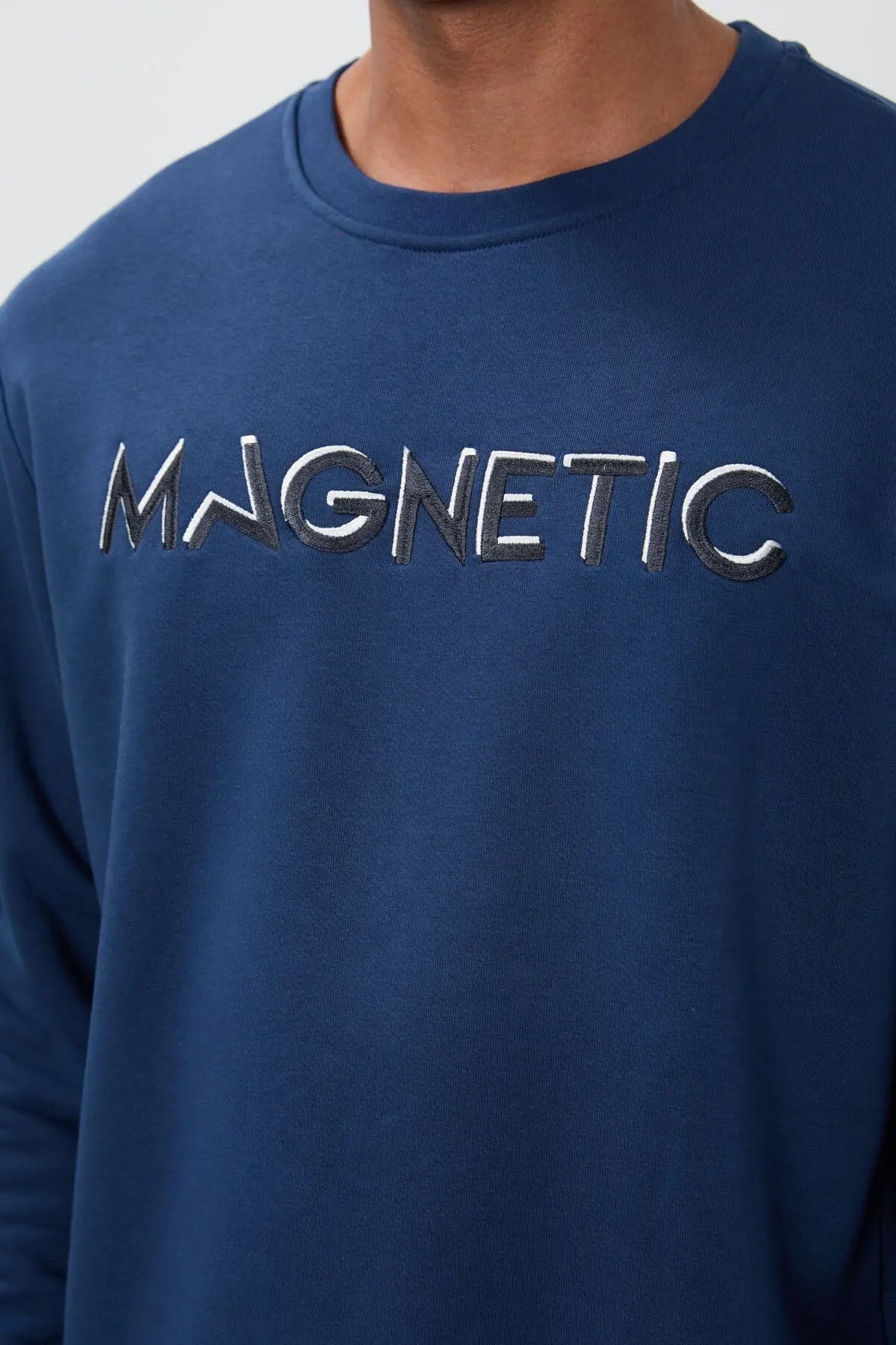 yazi nakişli o yaka rahat form erkek sweatshirt - 88020 - Justyol