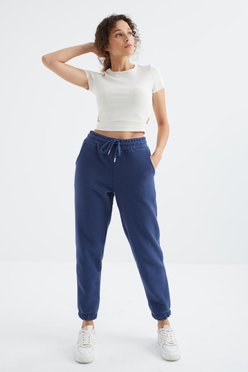 Pantalon Jogger Femme Taille Haute Basic en Polaire.