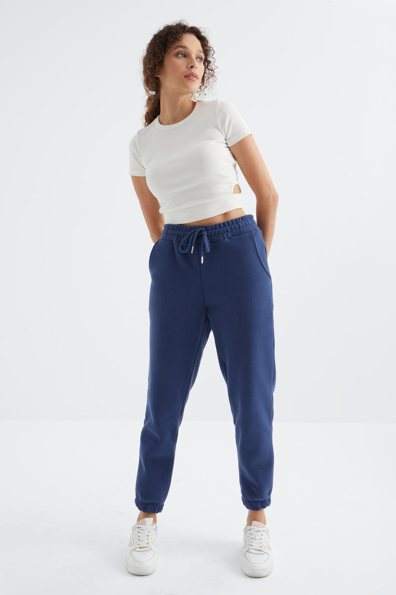 Pantalon Jogger Femme Taille Haute Basic en Polaire.