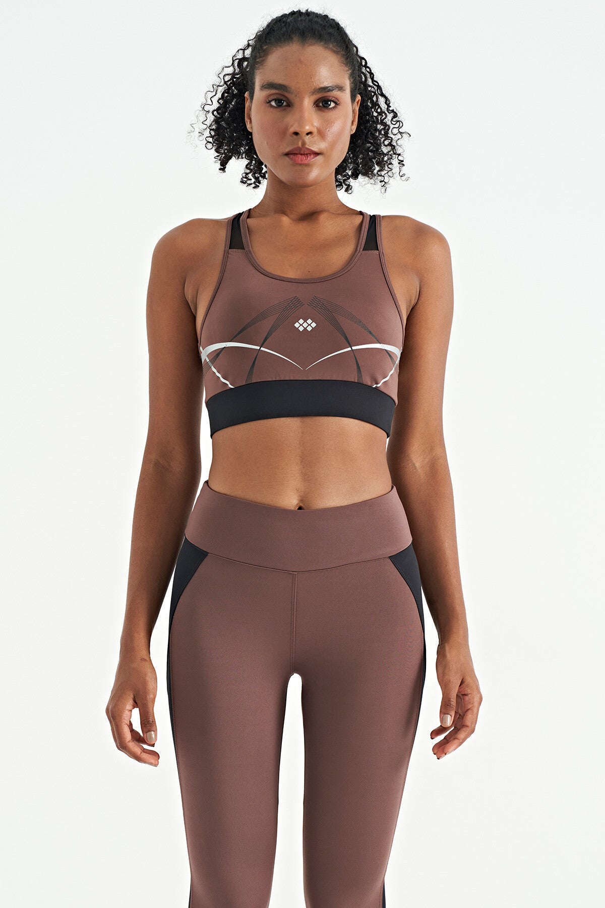 Soutien-gorge de sport femme à imprimé avant et arrière, coupe ajustée, décolleté en U