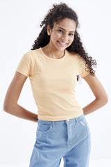 basic kisa kol o yaka kadin t-shirt - 97202