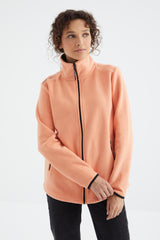 <tc>Sweatshirt femme en polaire à col montant avec fermeture éclair, coupe décontractée - 97173</tc>