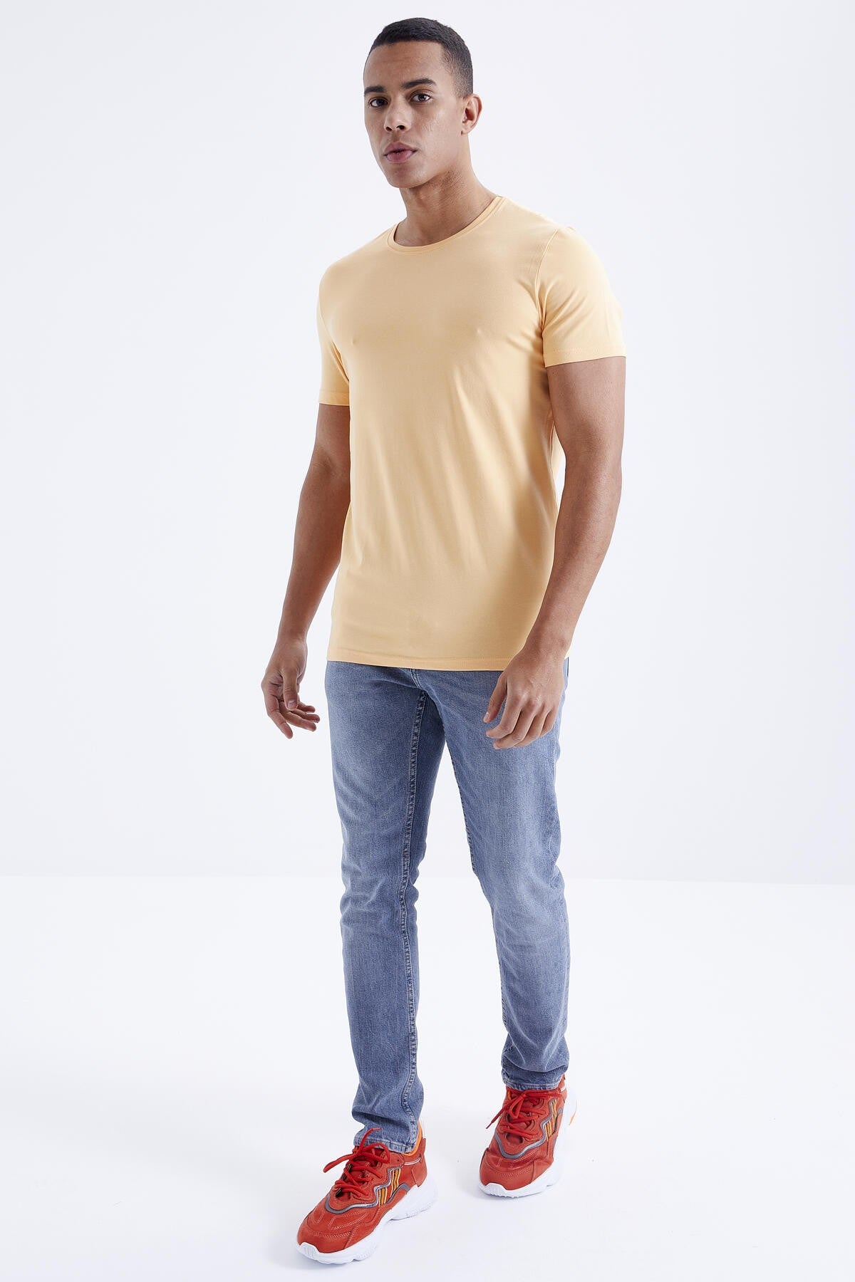 erkek basic kisa kol standart kalip o yaka t-shirt - 87911