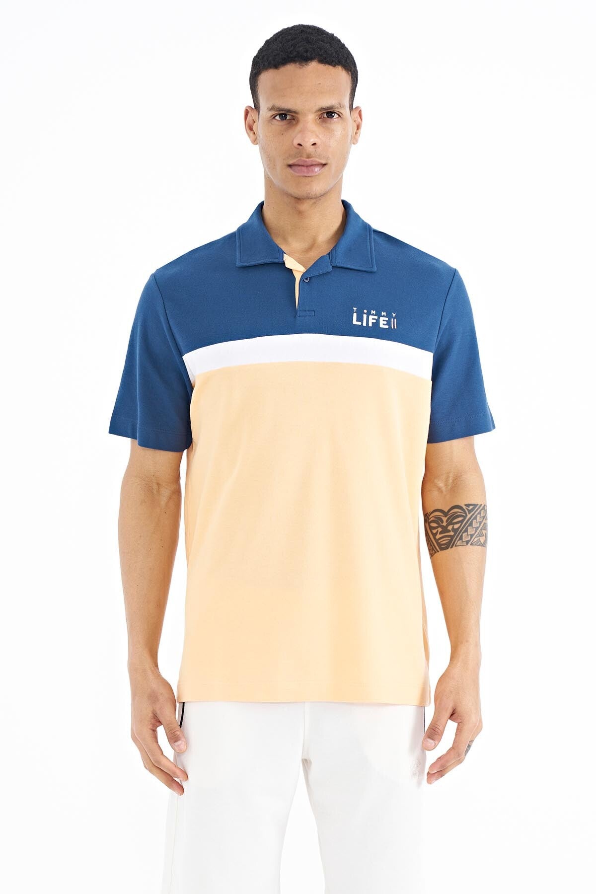 <tc>T-shirt pour homme à col polo avec dégradé de couleurs, coupe standard - 88238</tc>