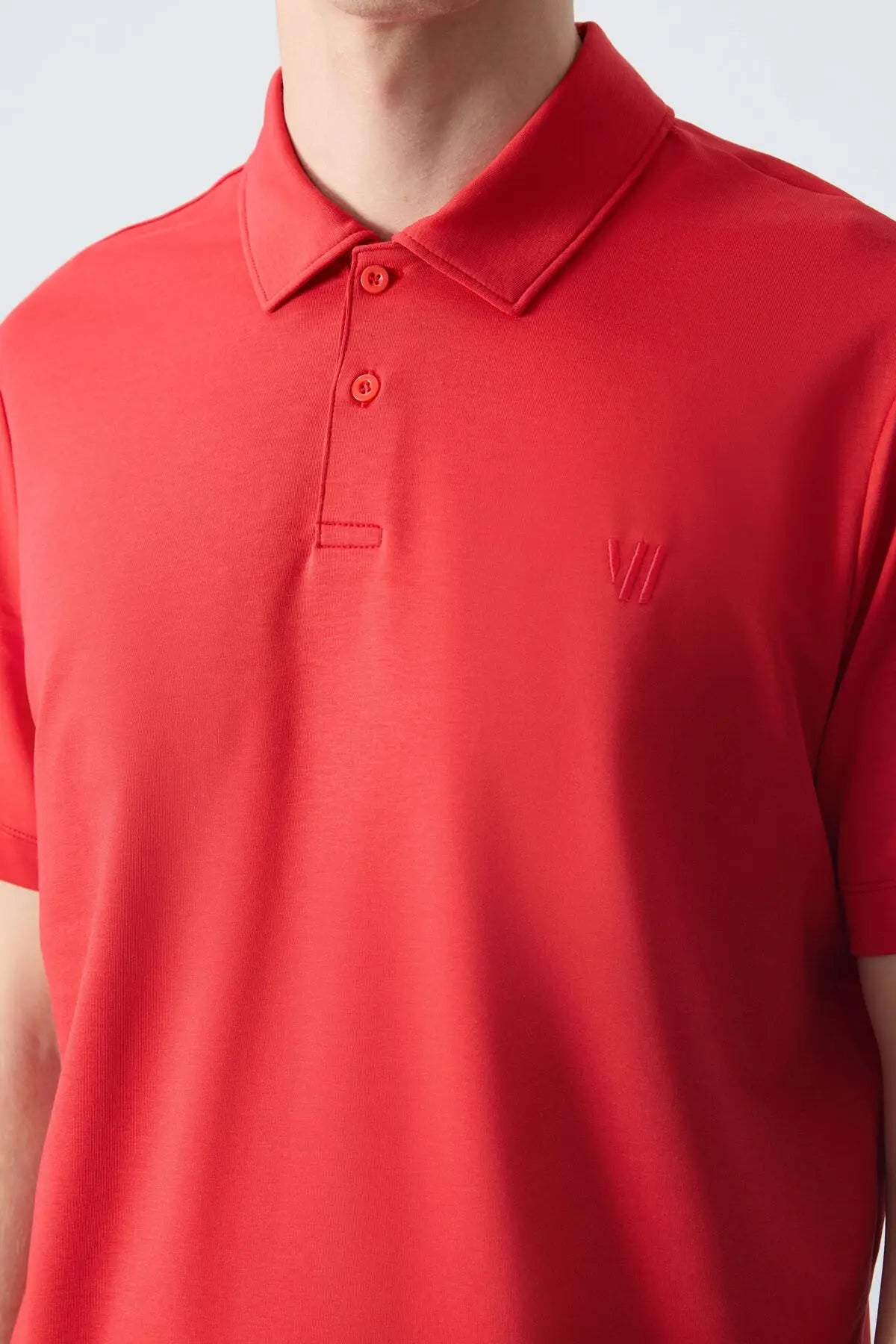 basic göğüs logolu standart kalip triko polo yaka erkek t-shirt - 87768 - Justyol