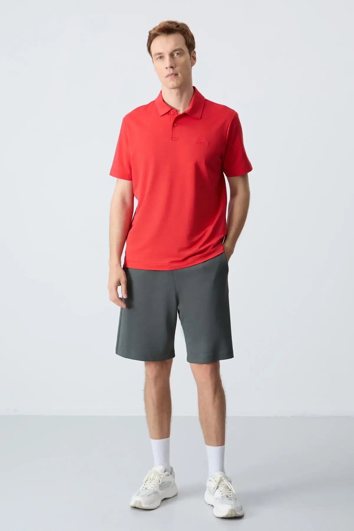 Polo homme en maille avec logo col polo coupe standard- 87748 - Justyol