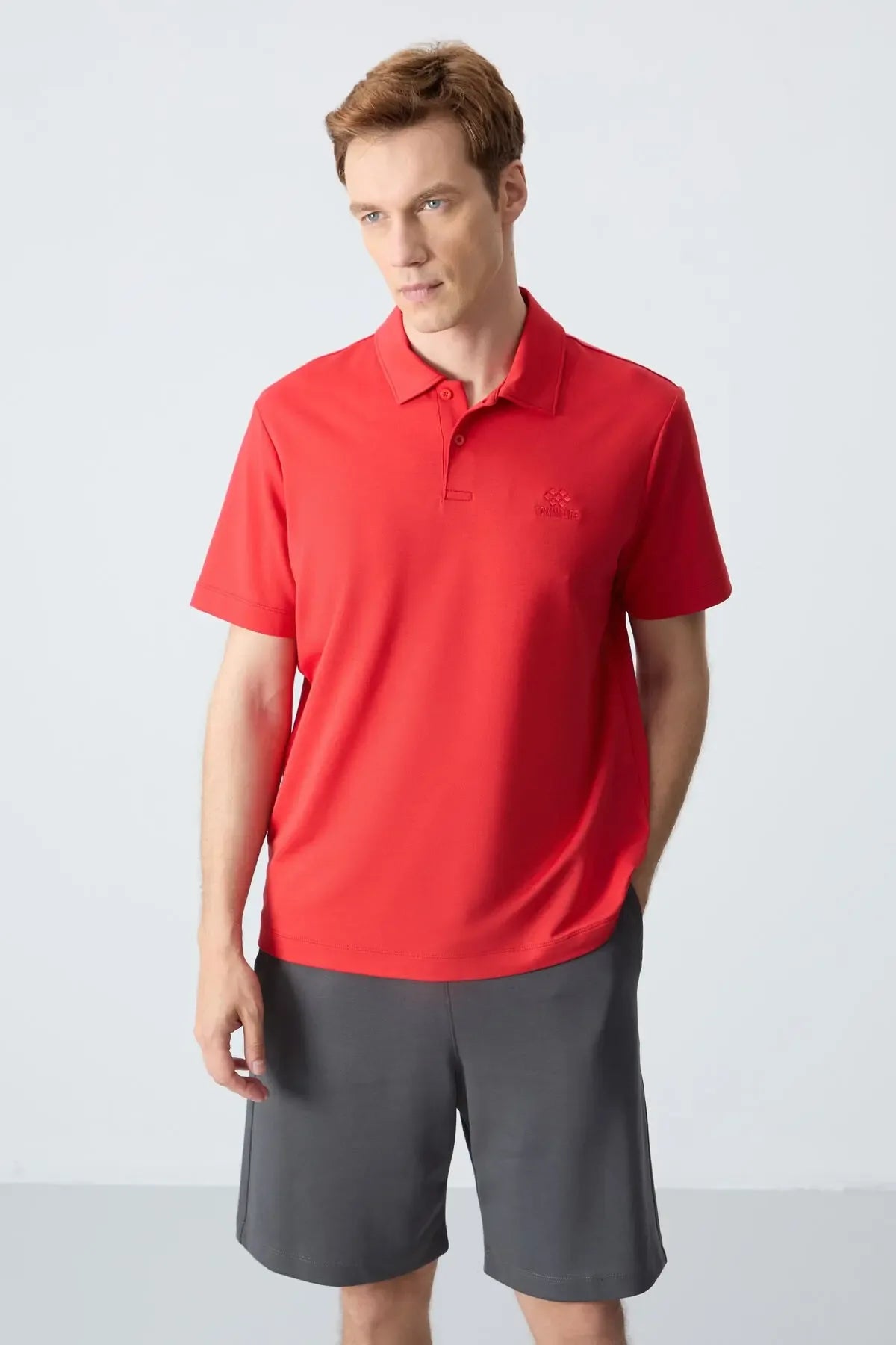 Polo homme en maille avec logo col polo coupe standard- 87748 - Justyol