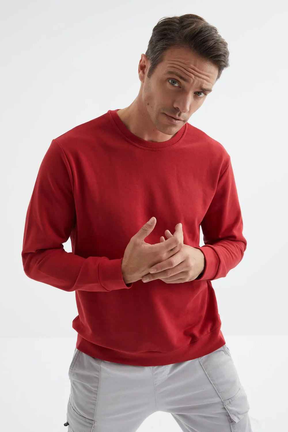 Sweatshirt pour homme à col rond, coupe décontractée - 88053