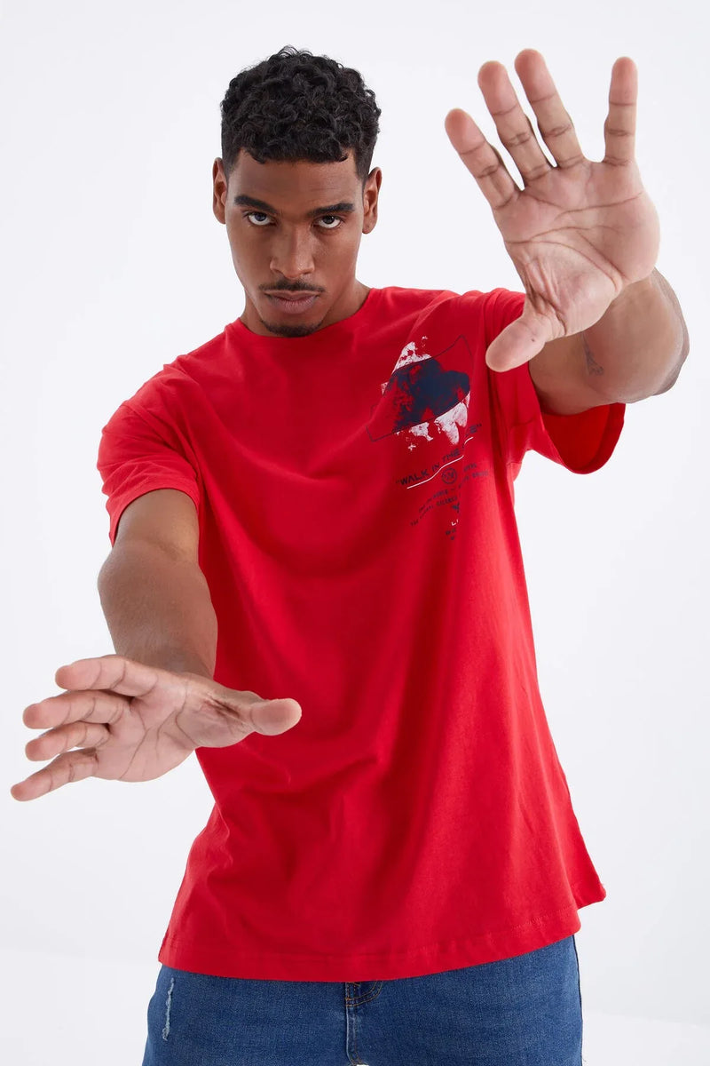 t‑shirt oversize homme col rond à imprimé- 88099