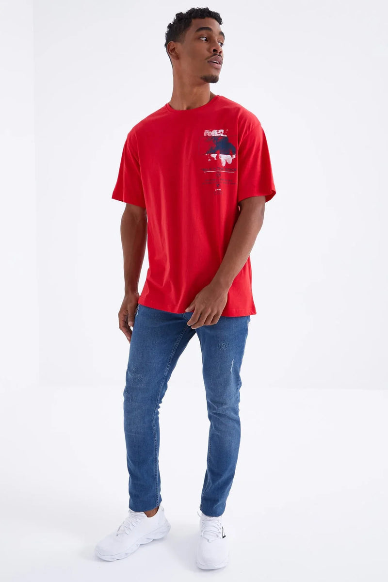 t‑shirt oversize homme col rond à imprimé- 88099