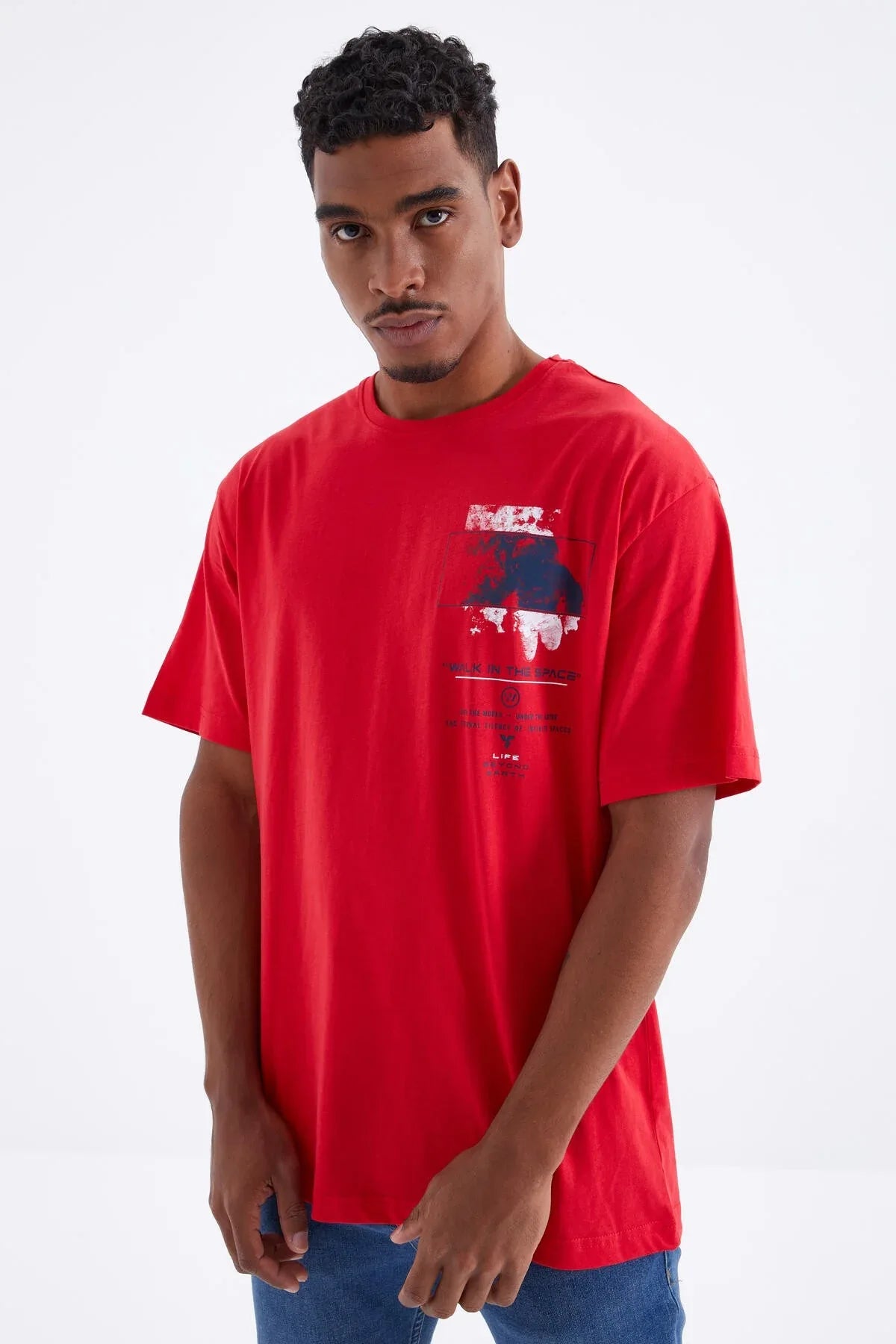 t‑shirt oversize homme col rond à imprimé- 88099 - Justyol