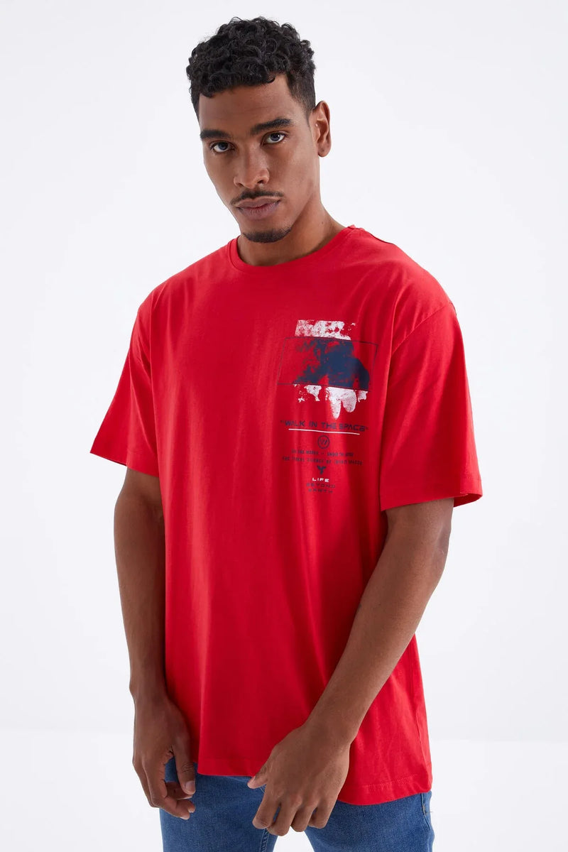 t‑shirt oversize homme col rond à imprimé- 88099