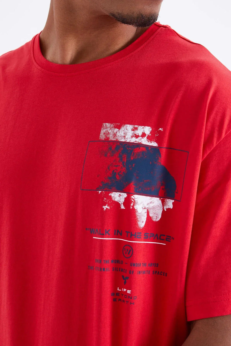 t‑shirt oversize homme col rond à imprimé- 88099
