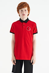 <tc>T-shirt pour garçon à col polo, coupe standard, avec détails d'imprimé - 11166</tc>