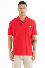 cep detayli baskili standart kalip polo yaka erkek t-shirt - 88241