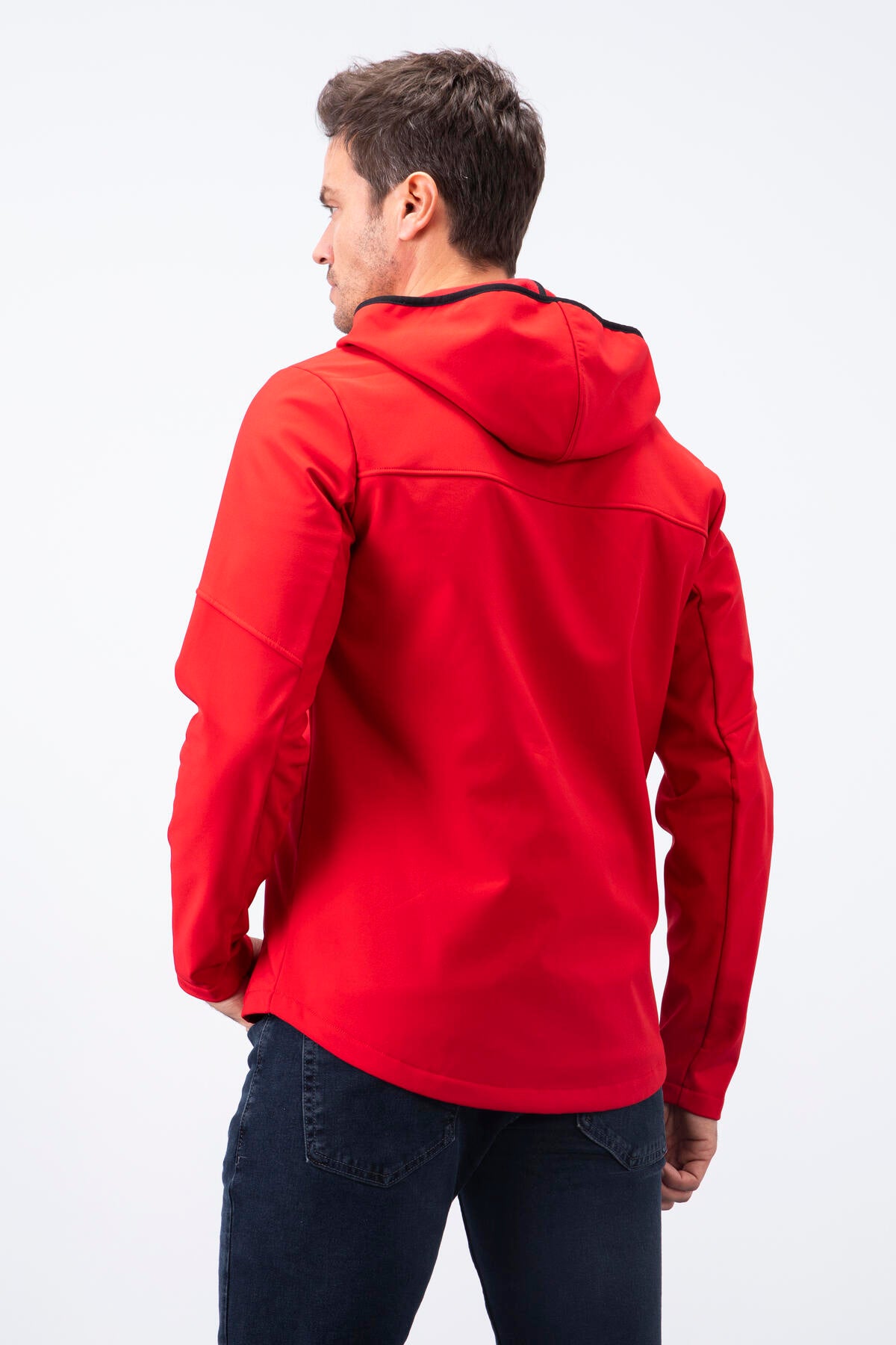 fermuarli kapüşonlu su ve rüzgar geçirmez softshell erkek mont - 88051 - Justyol