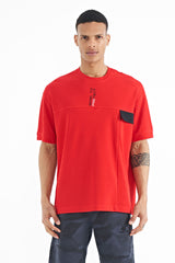 <tc>T-shirt oversize pour homme avec imprimé, détails de poche cachée - 88244</tc>