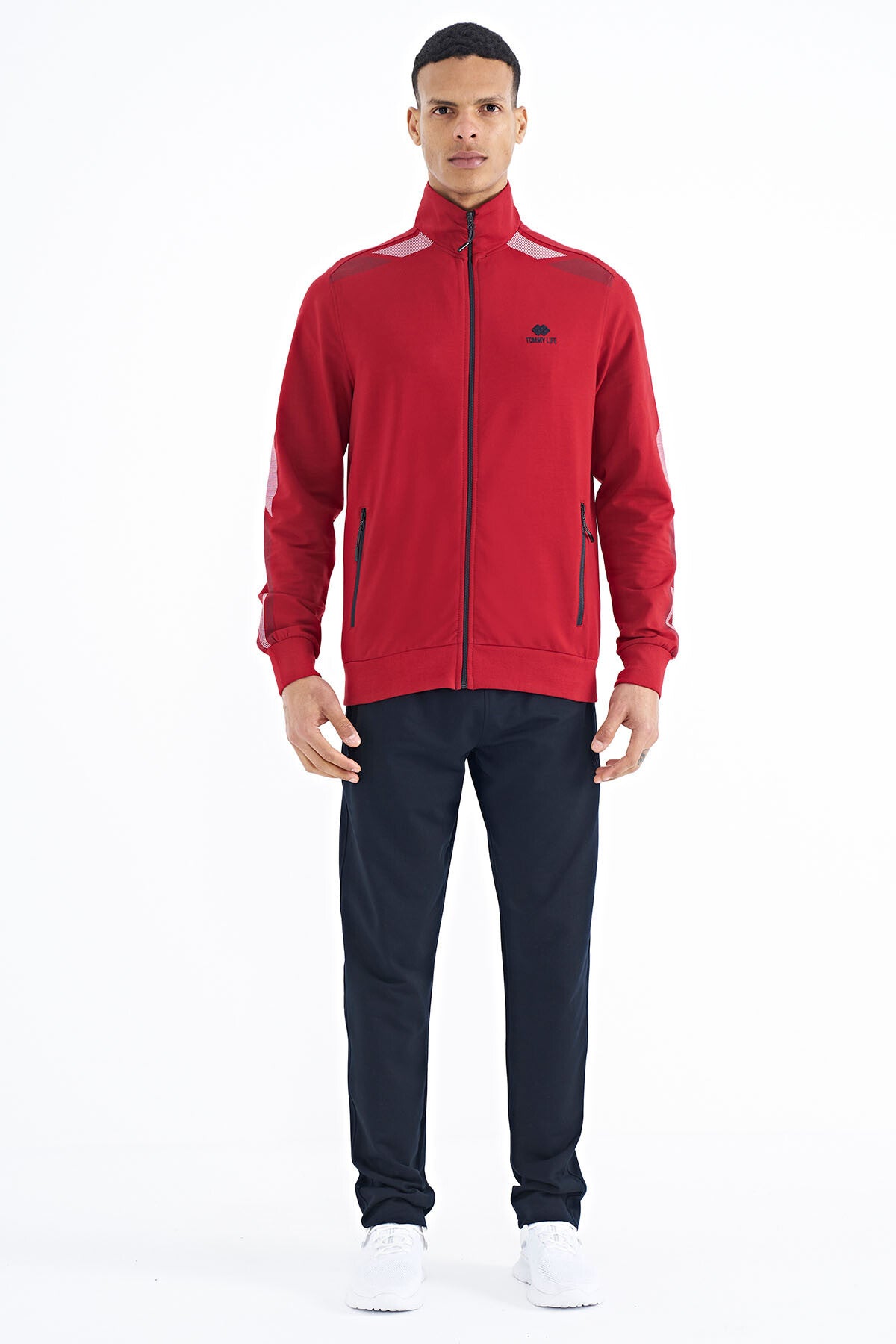 <tc>Ensemble de survêtement pour homme en bleu marine, avec détails d'imprimé, fermeture éclair et coupe confortable - 85203</tc>