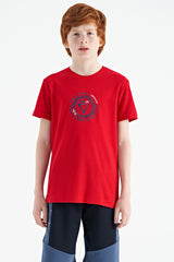 <tc>T-shirt pour garçon à col rond, coupe standard, avec détails de broderie - 11115</tc>