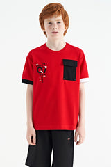 <tc>T-shirt oversize pour garçon à col rond, avec détails de poche - 11152</tc>