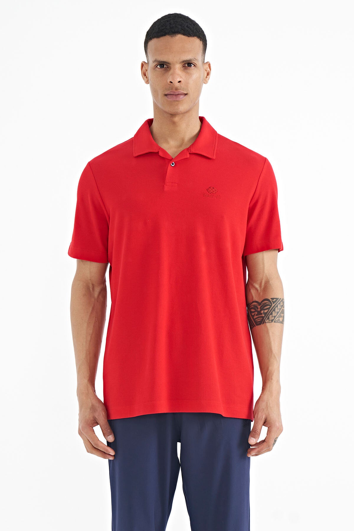 polo yaka logo nakişli standart form erkek t-shirt - 88237