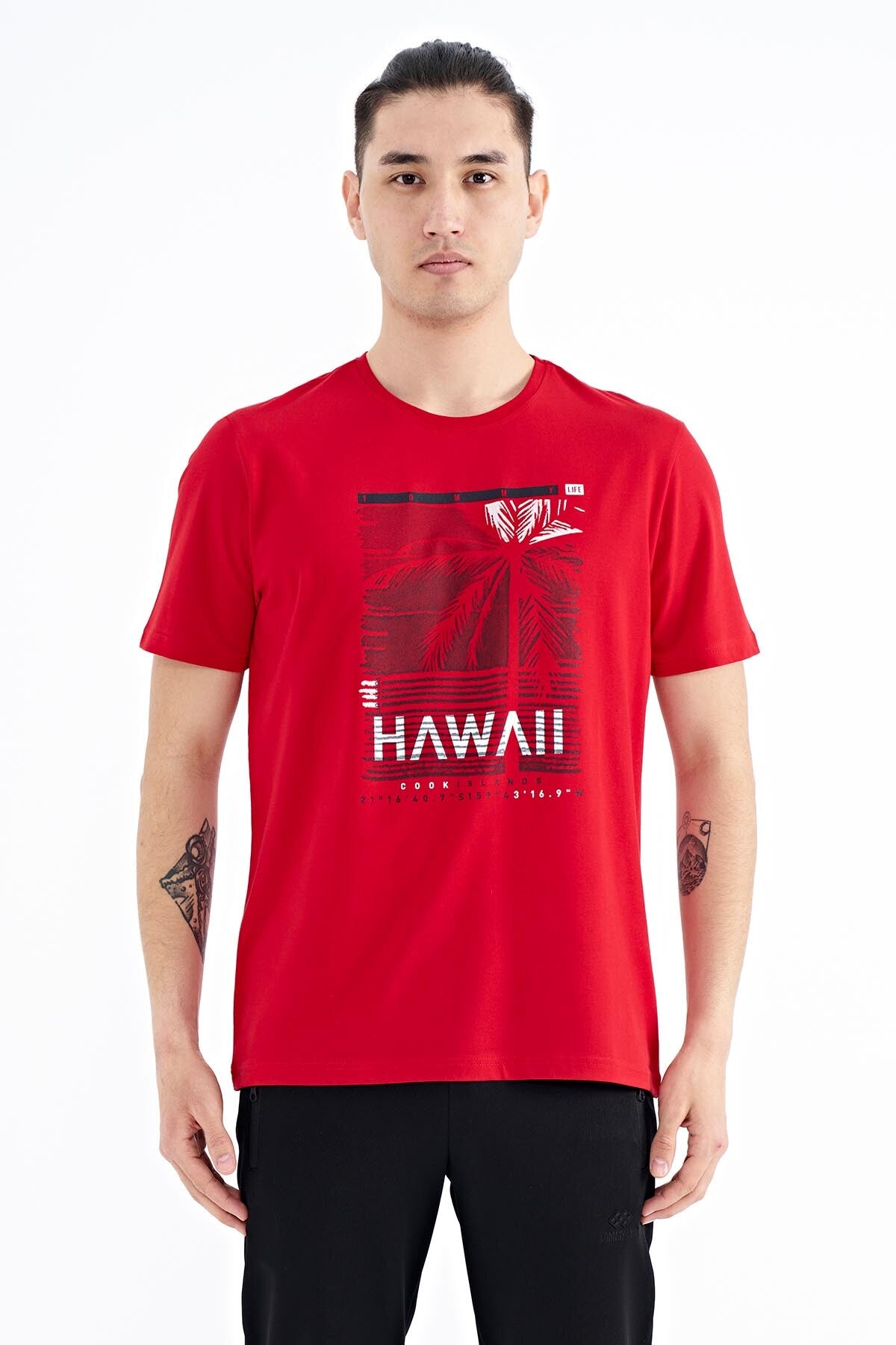 <tc>T-shirt pour homme à col rond, à coupe standard, avec impression de slogan - 88190</tc>