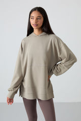 balon kol yazi nakişli kadin oversize tunik sweatshirt - 97163