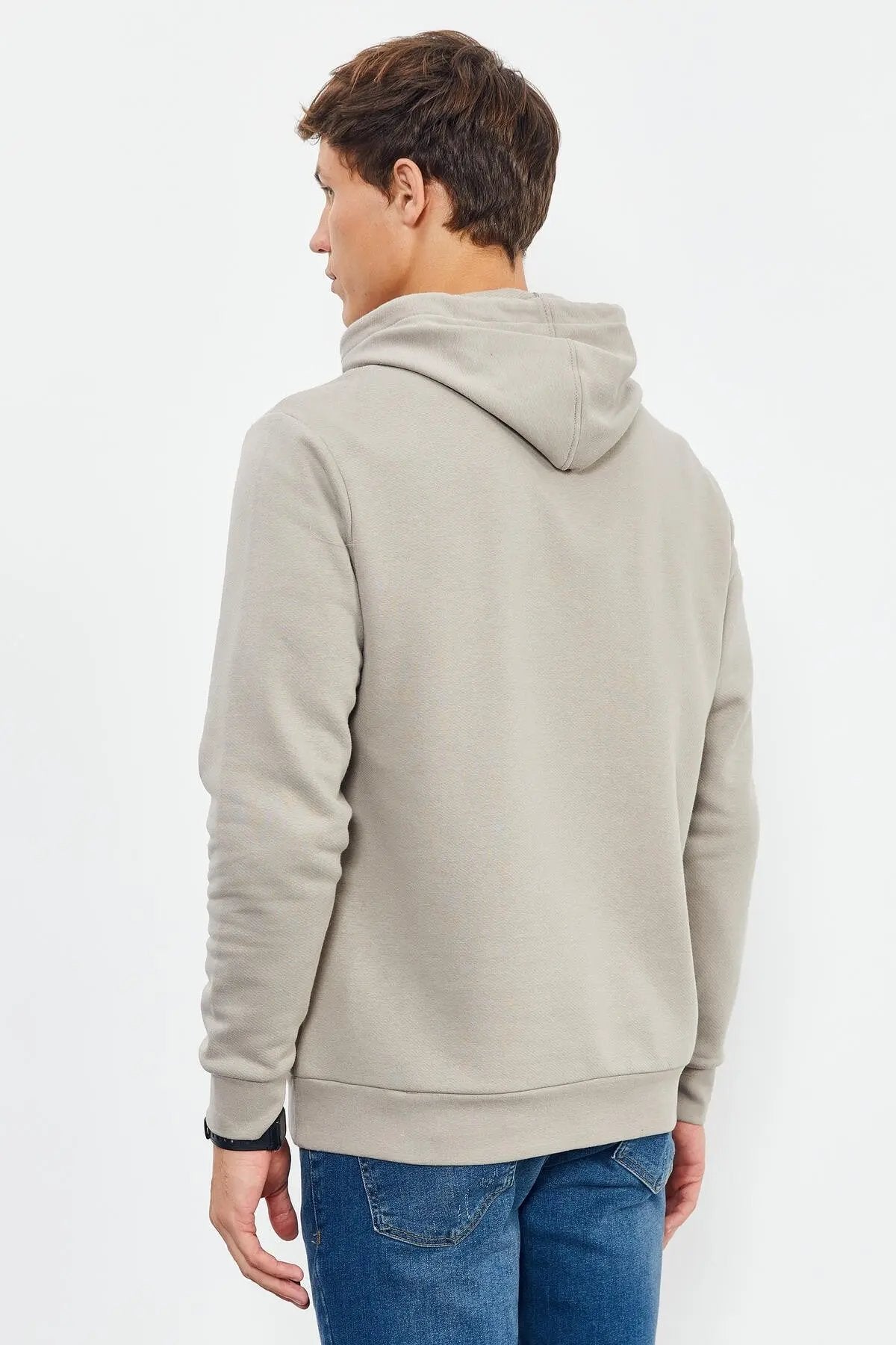baskili kapüşonlu kanguru cep rahat form erkek sweatshirt - 88019 - Justyol