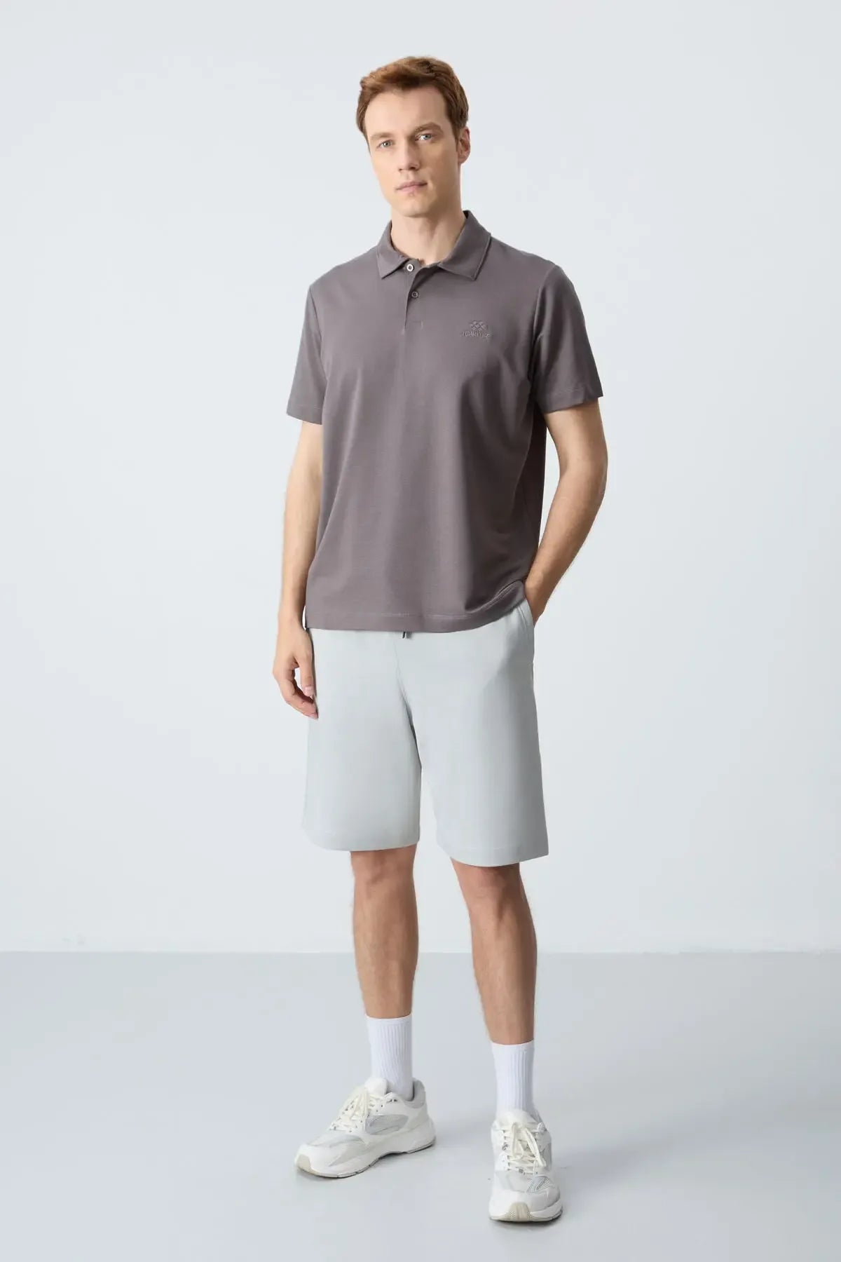 Polo homme en maille avec logo col polo coupe standard- 87748 - Justyol