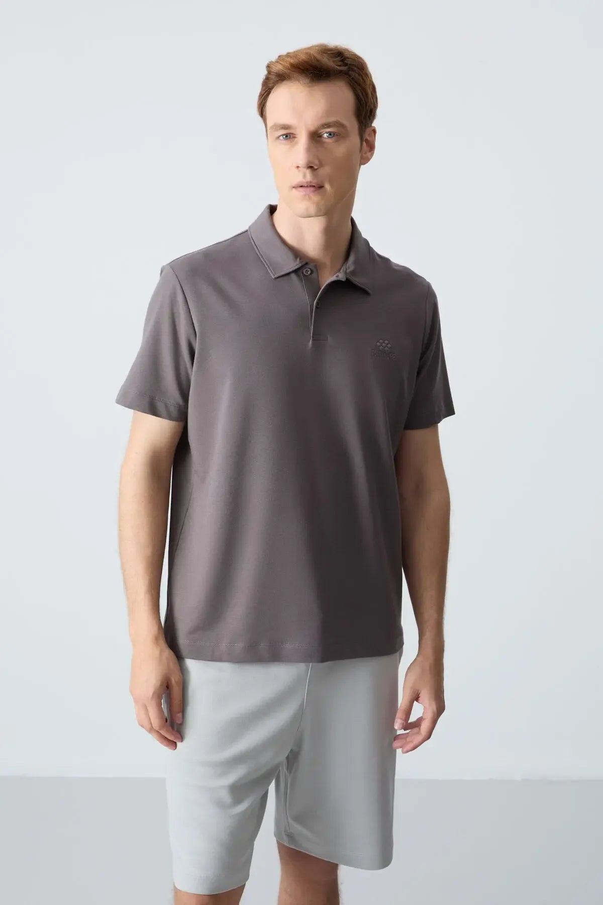 Polo homme en maille avec logo col polo coupe standard- 87748 - Justyol