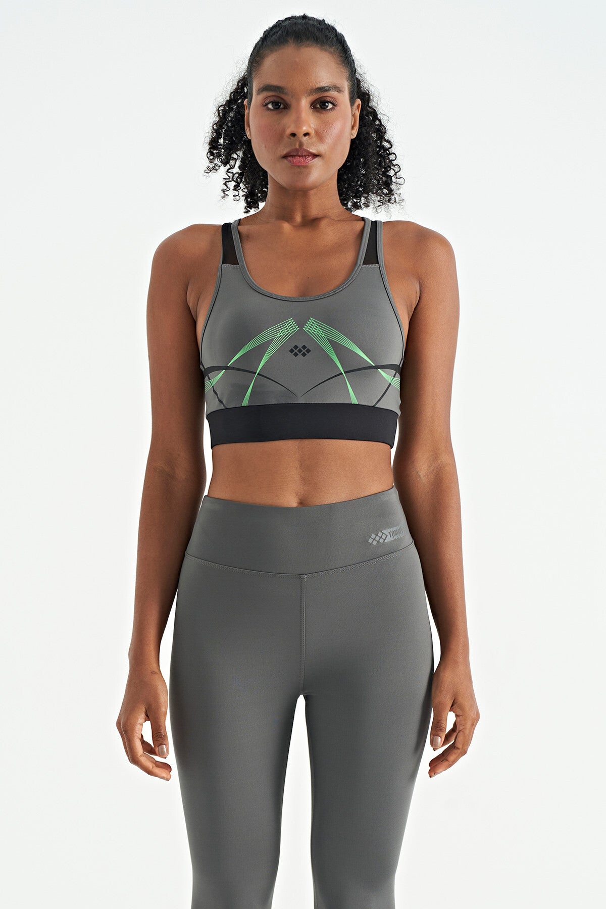 Soutien-gorge de sport femme à imprimé avant et arrière, coupe ajustée, décolleté en U