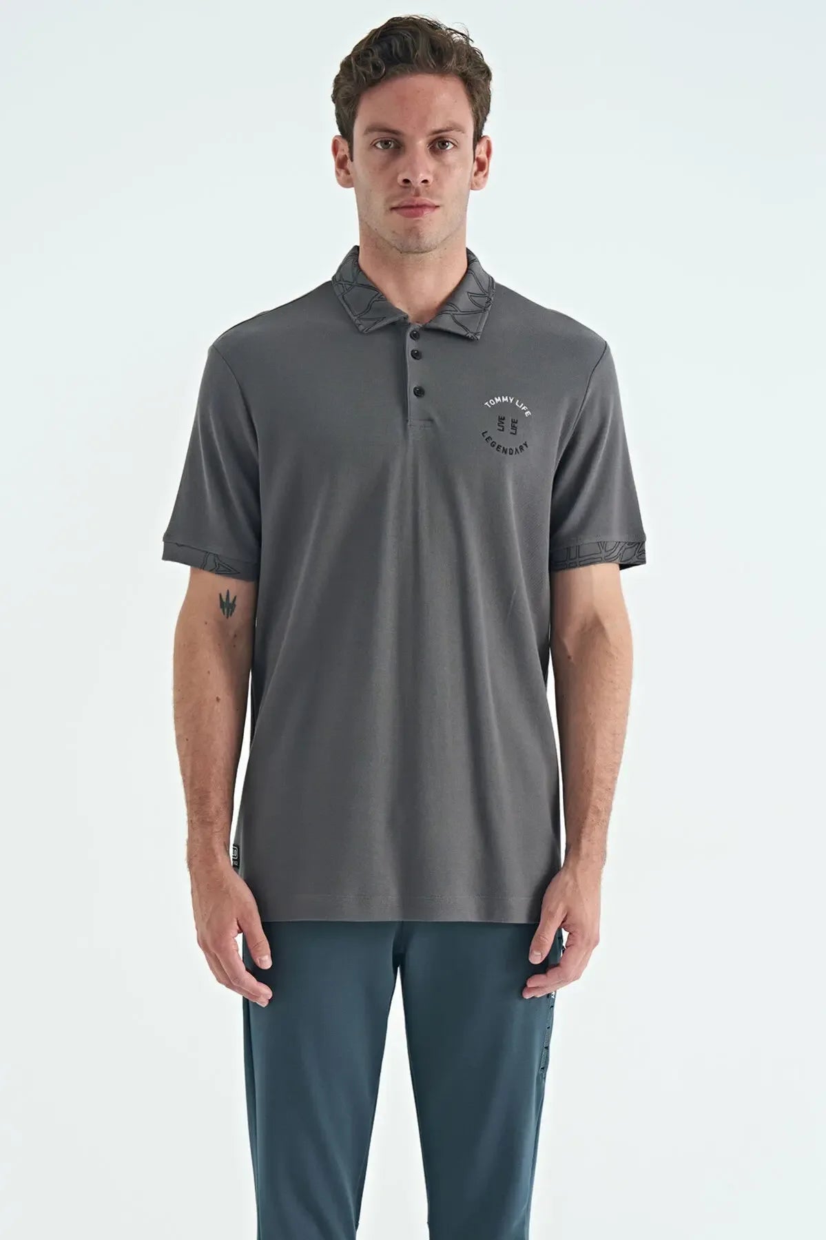 Polo homme col polo avec broderie et imprimé coupe standard - 88239 - Justyol