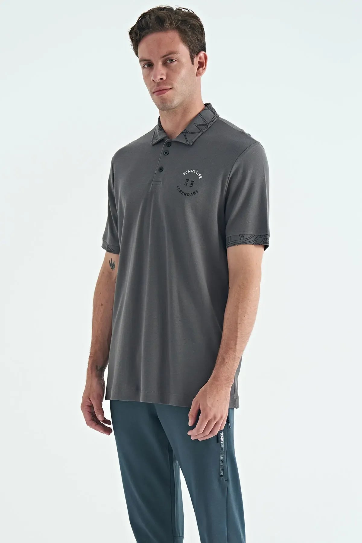 Polo homme col polo avec broderie et imprimé coupe standard - 88239 - Justyol