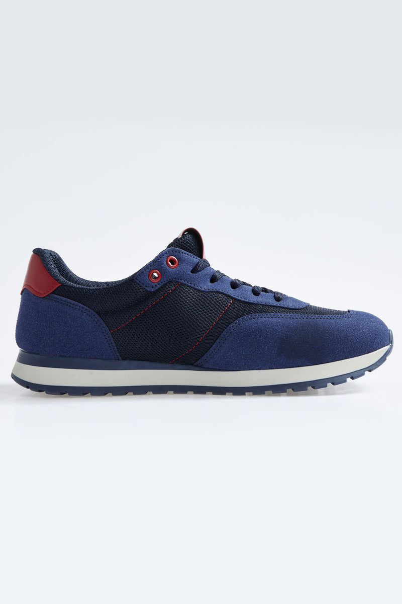 Baskets Homme en Suédine avec Empiècements Respirants – Chaussures Sportives à Lacets Confortables