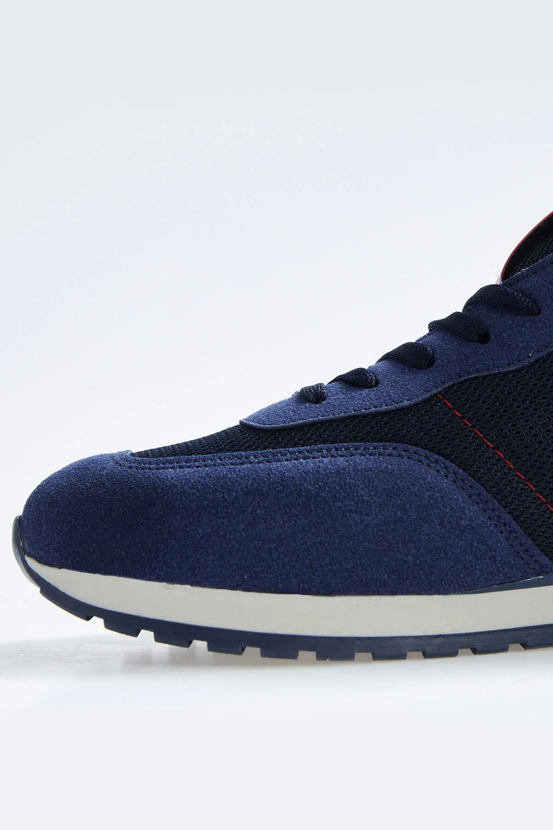 Baskets Homme en Suédine avec Empiècements Respirants – Chaussures Sportives à Lacets Confortables