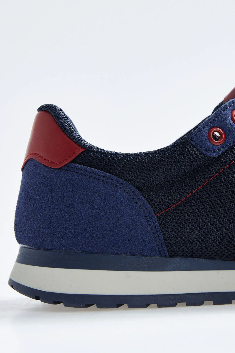 Baskets Homme en Suédine avec Empiècements Respirants – Chaussures Sportives à Lacets Confortables