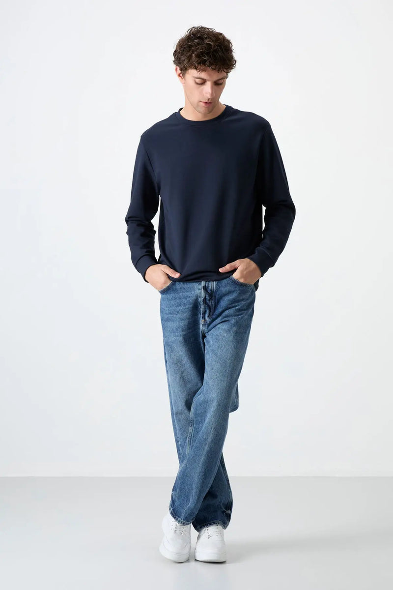 Sweatshirt pour homme à col rond, coupe décontractée - 88053
