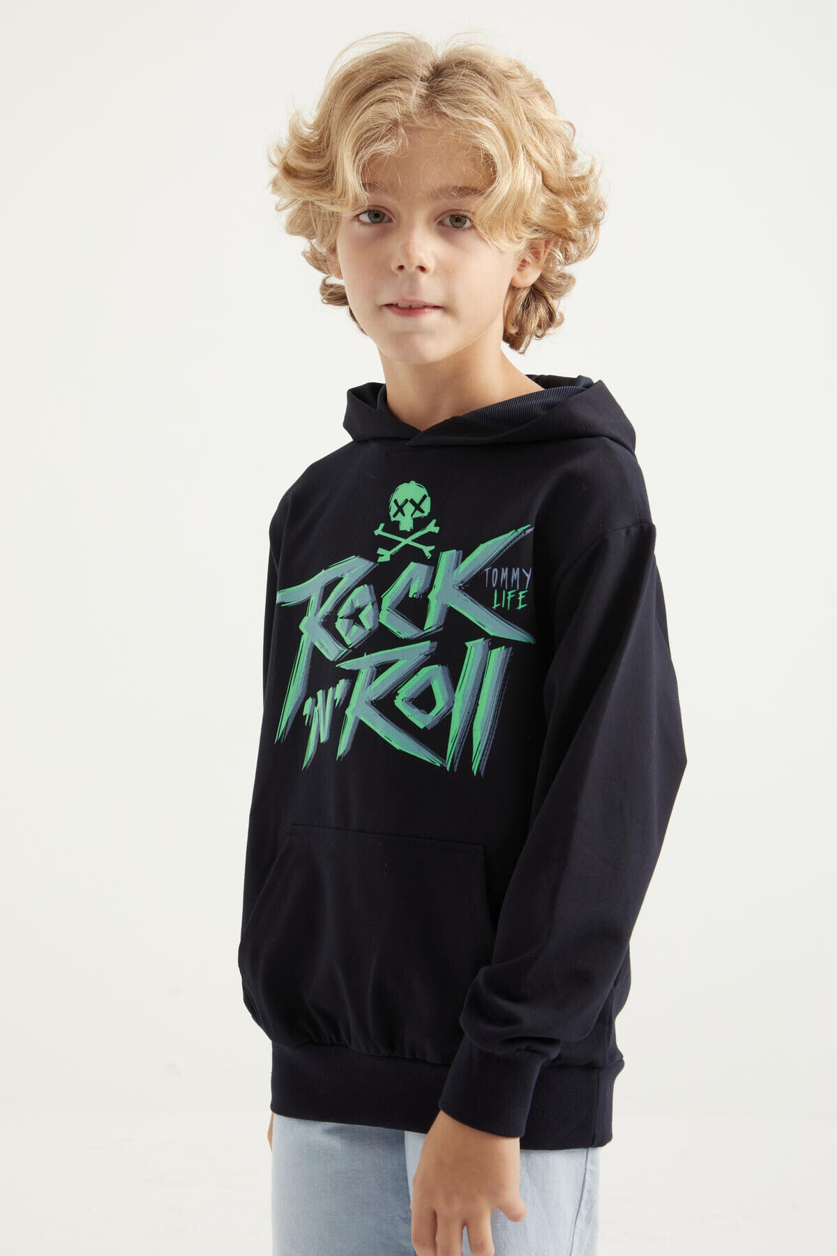 <tc>Sweatshirt pour garçon à capuche avec poche kangourou, coupe standard, imprimé texte - 11002</tc>